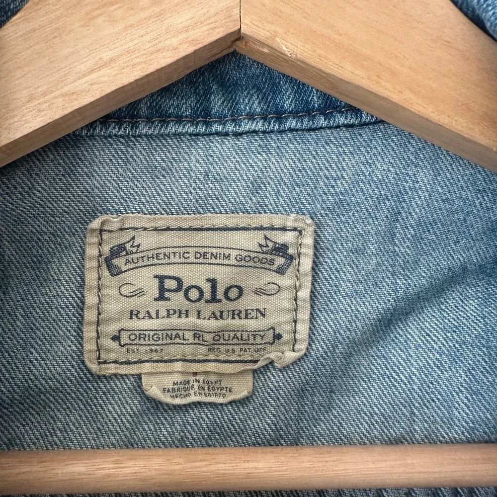 Polo Ralph Lauren Kids Denim Jacket Distressed Frayed Size 8
